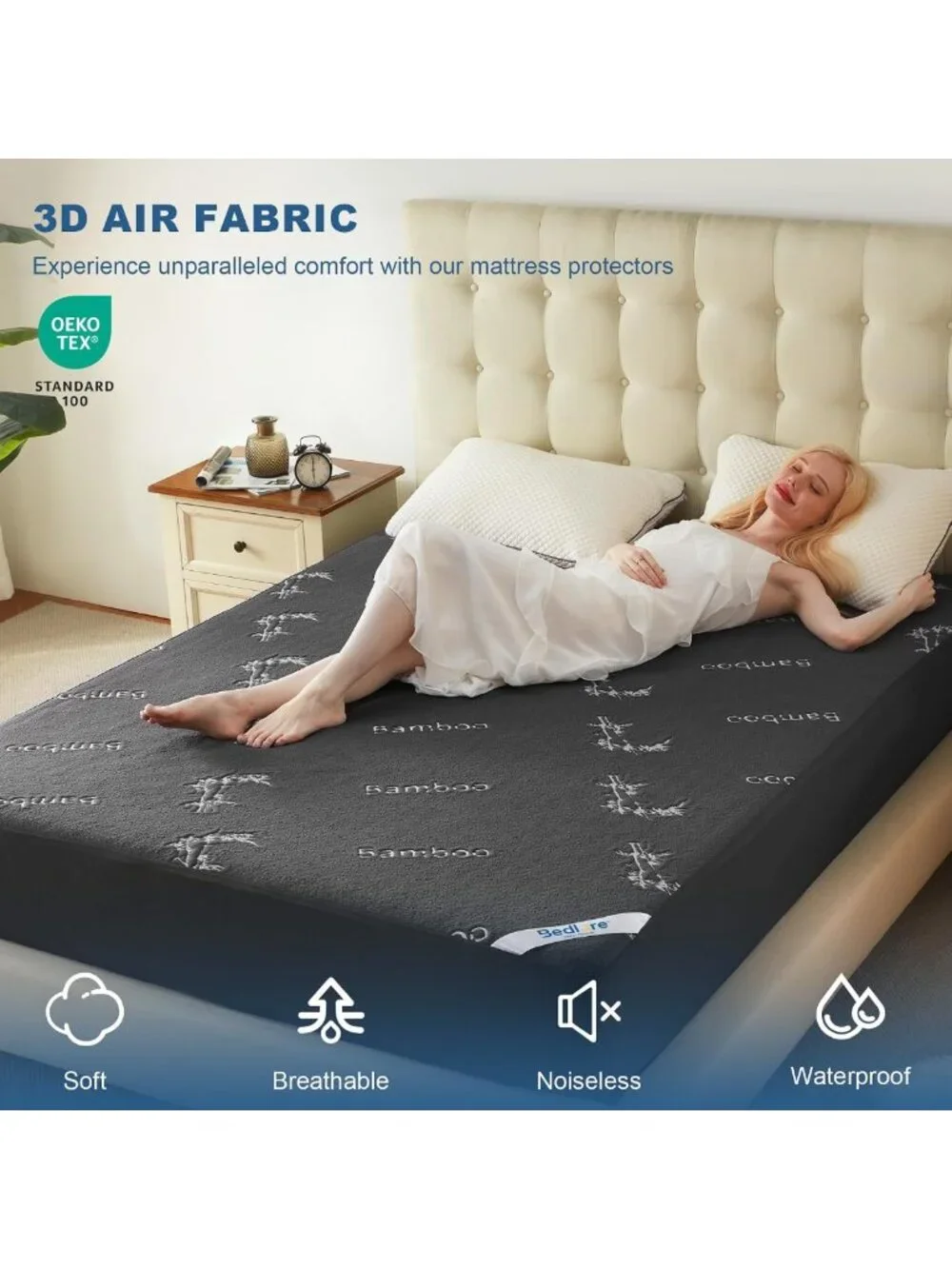 Waterproof Twin Mattress Protector - Soft Bamboo Viscose, Deep Pocket